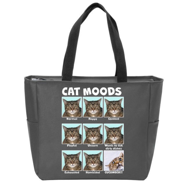 Cat Moods Funny Meme Zip Tote Bag