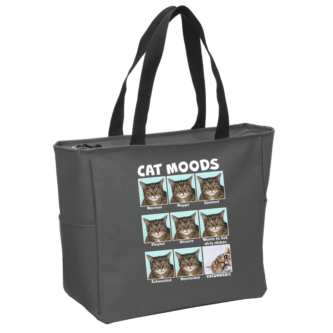 Cat Moods Funny Meme Zip Tote Bag