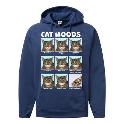 Cat Moods Funny Meme Performance Fleece Hoodie