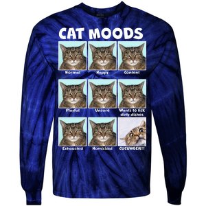 Cat Moods Funny Meme Tie-Dye Long Sleeve Shirt