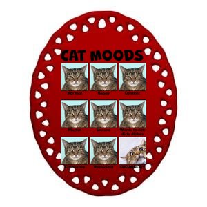 Cat Moods Funny Meme Ceramic Oval Ornament