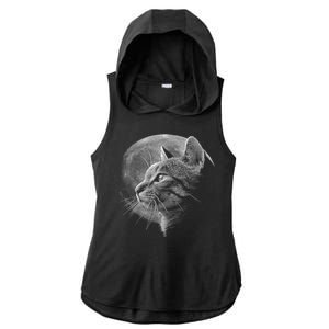 Cat Moon Ladies PosiCharge Tri-Blend Wicking Draft Hoodie Tank