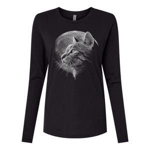 Cat Moon Womens Cotton Relaxed Long Sleeve T-Shirt