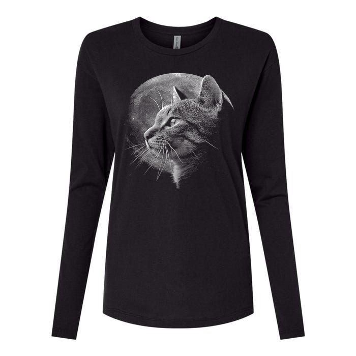 Cat Moon Womens Cotton Relaxed Long Sleeve T-Shirt