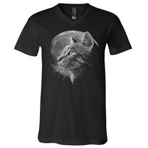 Cat Moon V-Neck T-Shirt