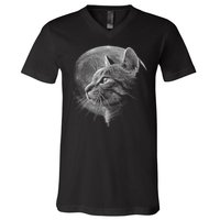 Cat Moon V-Neck T-Shirt