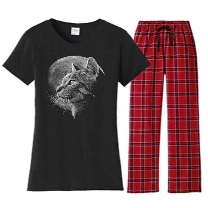 Cat Moon Women's Flannel Pajama Set