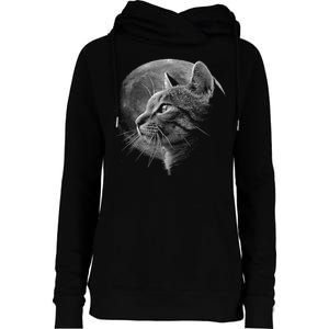 Cat Moon Womens Funnel Neck Pullover Hood