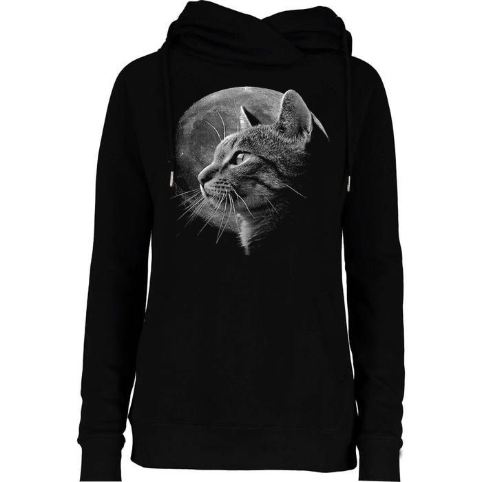 Cat Moon Womens Funnel Neck Pullover Hood