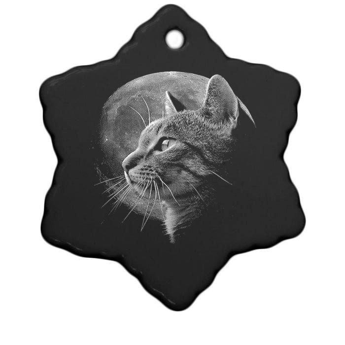 Cat Moon Ceramic Star Ornament