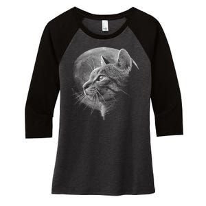 Cat Moon Women's Tri-Blend 3/4-Sleeve Raglan Shirt