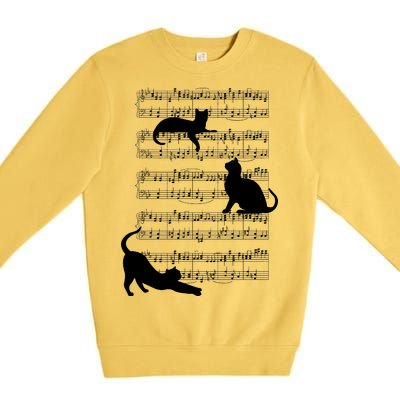 Cat Music Note Sheet Premium Crewneck Sweatshirt