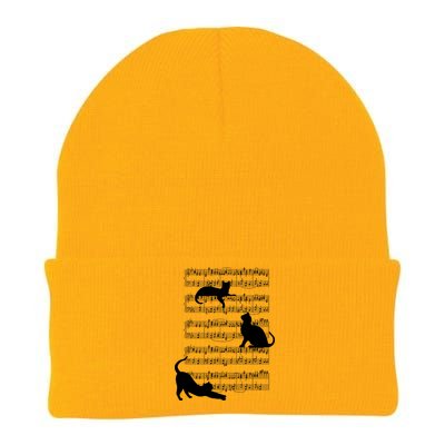 Cat Music Note Sheet Knit Cap Winter Beanie