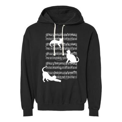 Cat Music Note Sheet Garment-Dyed Fleece Hoodie