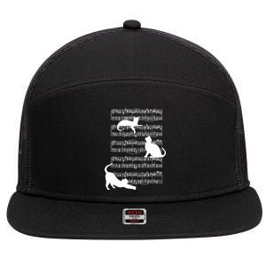 Cat Music Note Sheet 7 Panel Mesh Trucker Snapback Hat