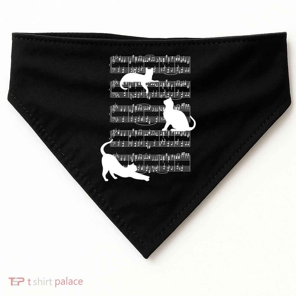 Cat Music Note Sheet USA-Made Doggie Bandana