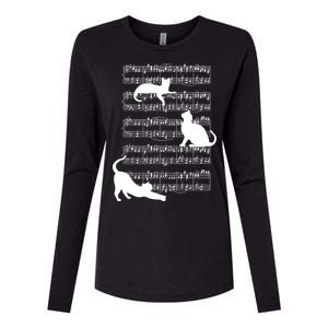 Cat Music Note Sheet Womens Cotton Relaxed Long Sleeve T-Shirt