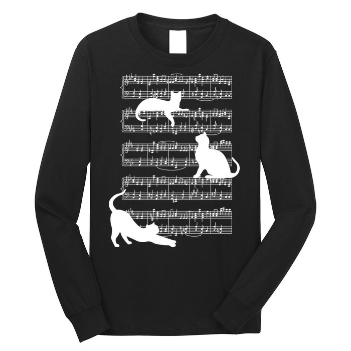 Cat Music Note Sheet Long Sleeve Shirt