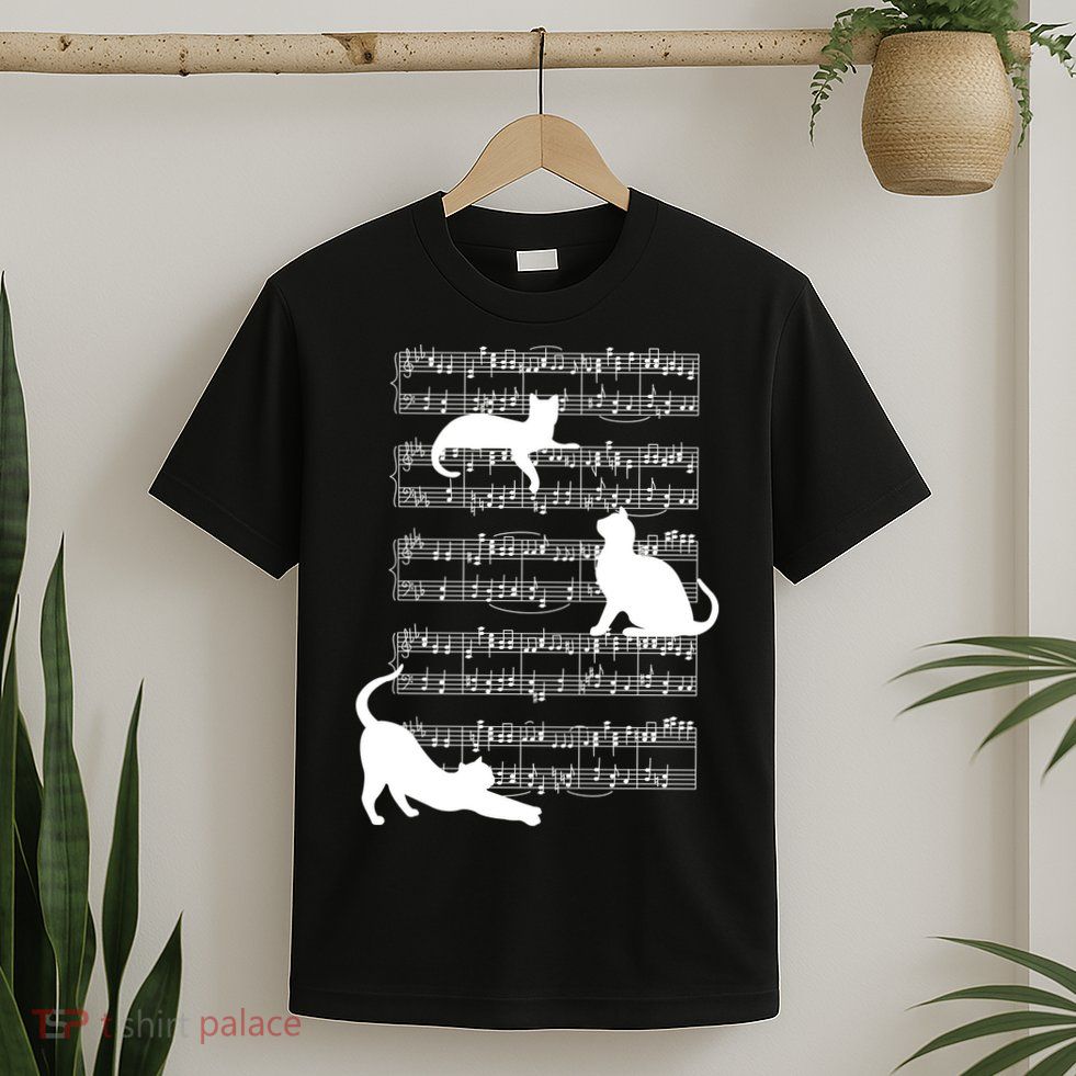 Cat Music Note Sheet T-Shirt