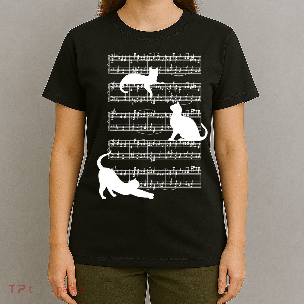 Cat Music Note Sheet T-Shirt