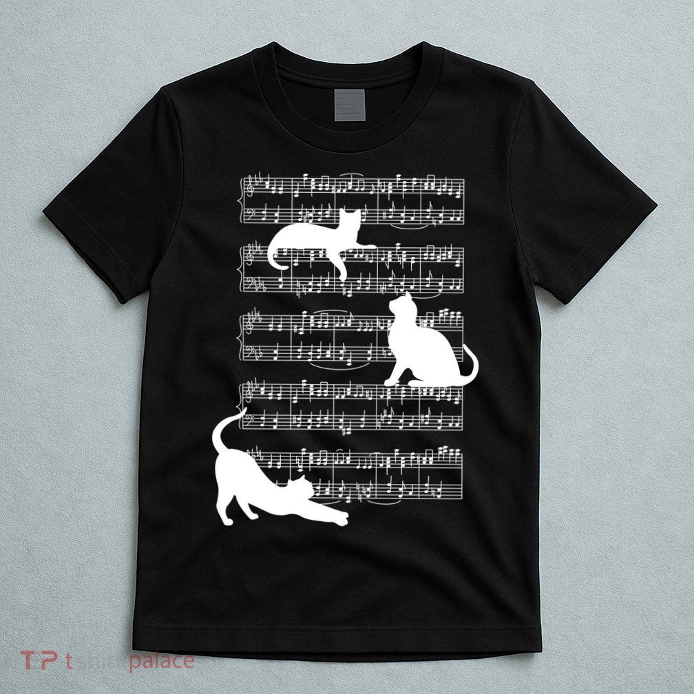 Cat Music Note Sheet T-Shirt