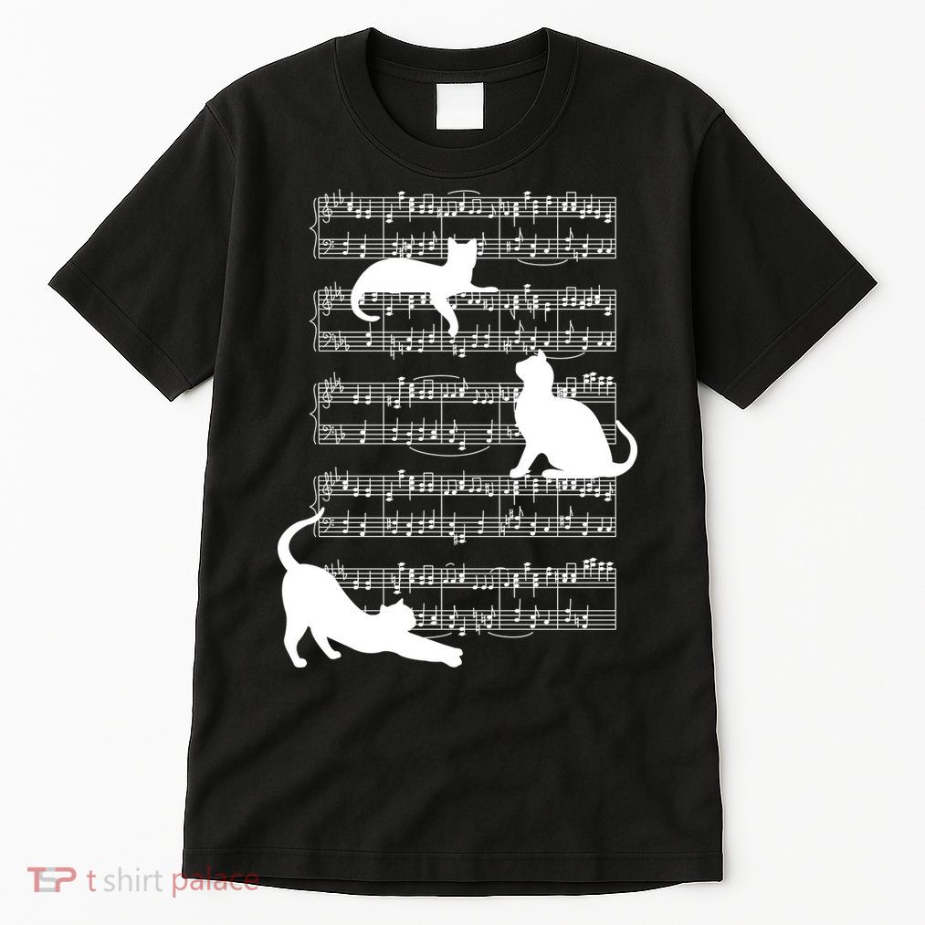 Cat Music Note Sheet Tall T-Shirt