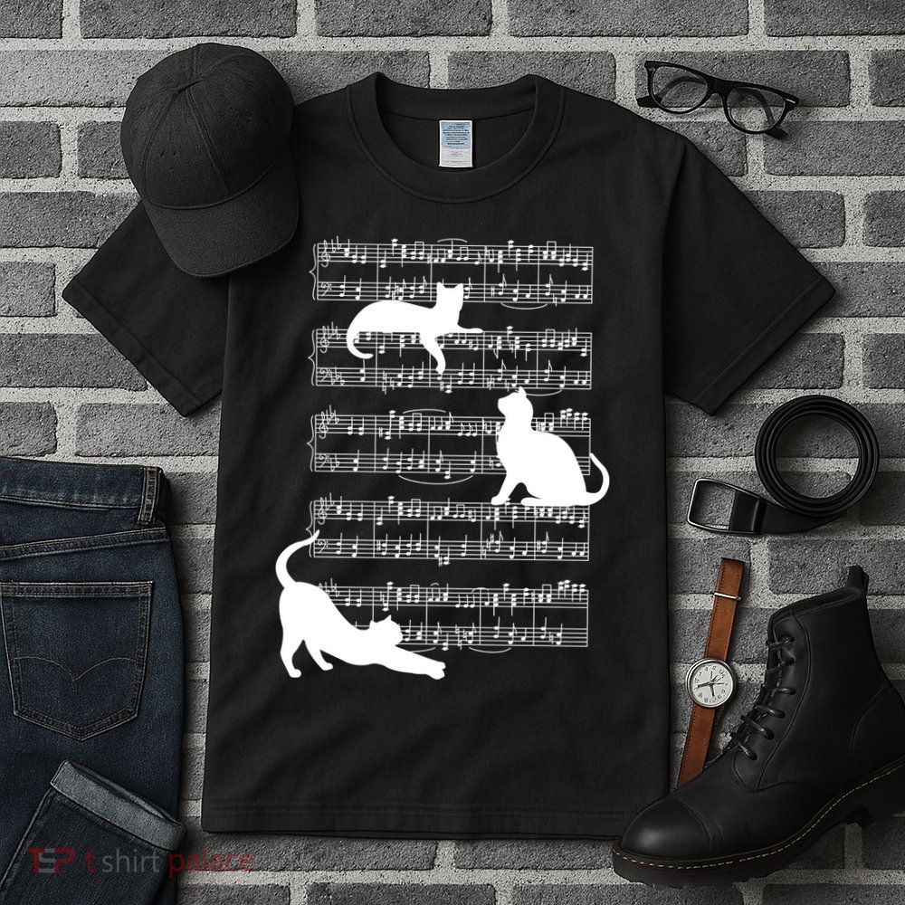 Cat Music Note Sheet Tall T-Shirt