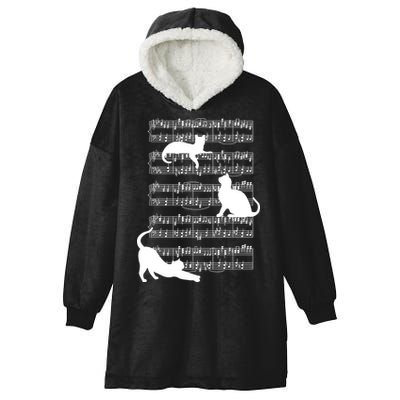 Cat Music Note Sheet Hooded Wearable Blanket