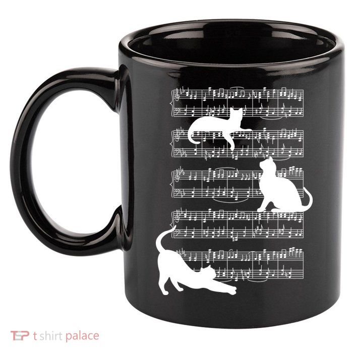 Cat Music Note Sheet 11oz C Handle Ceramic Mug
