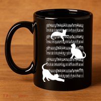Cat Music Note Sheet 11oz C Handle Ceramic Mug