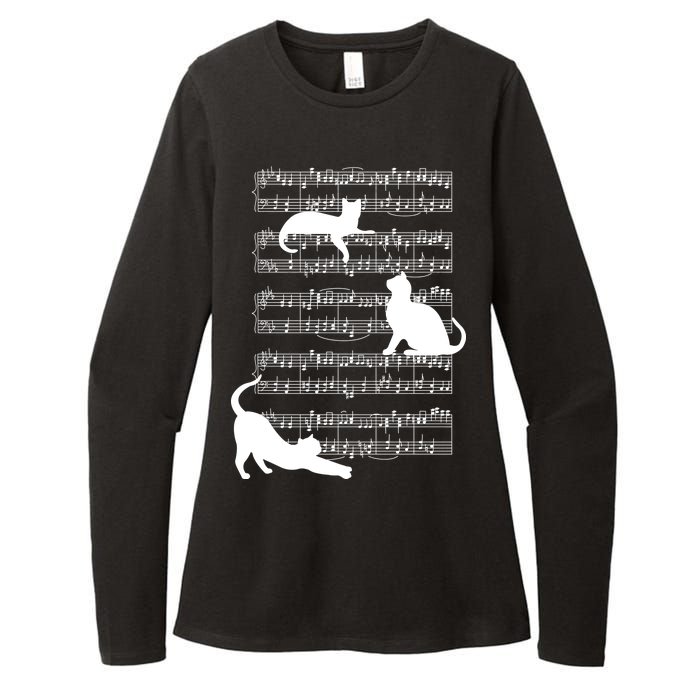 Cat Music Note Sheet Womens CVC Long Sleeve Shirt