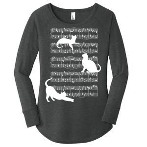 Cat Music Note Sheet Women's Perfect Tri Tunic Long Sleeve Shirt