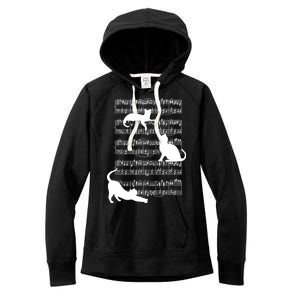 Cat Music Note Sheet Women's Fleece Hoodie