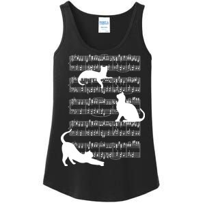 Cat Music Note Sheet Ladies Essential Tank