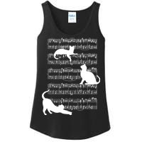 Cat Music Note Sheet Ladies Essential Tank