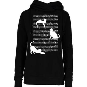 Cat Music Note Sheet Womens Funnel Neck Pullover Hood