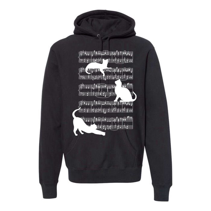 Cat Music Note Sheet Premium Hoodie