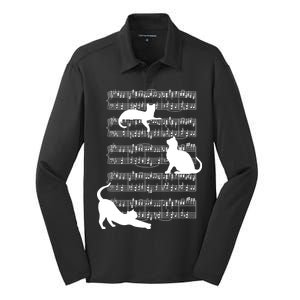 Cat Music Note Sheet Silk Touch Performance Long Sleeve Polo