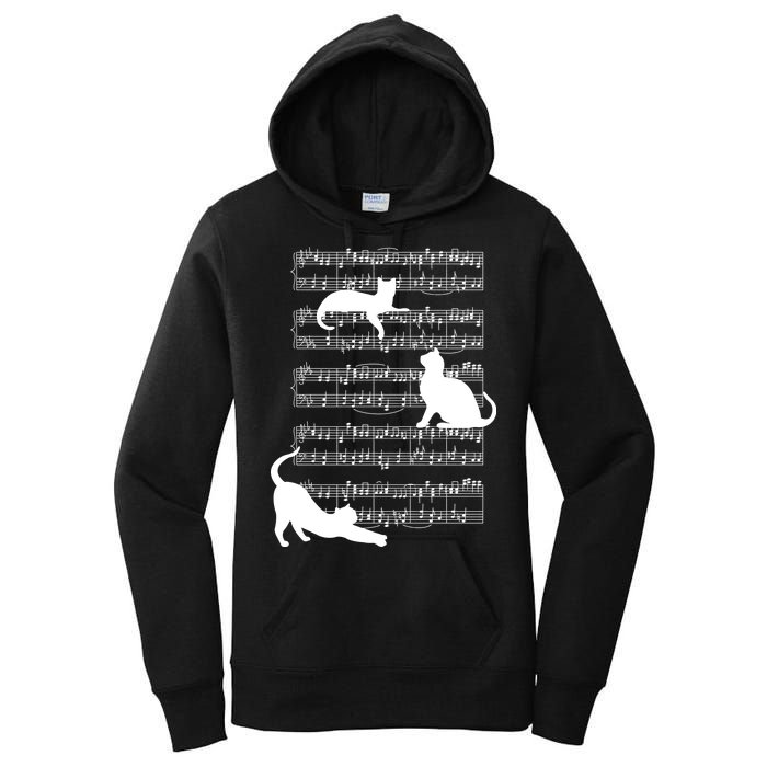 Cat Music Note Sheet Women's Pullover Hoodie