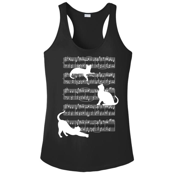 Cat Music Note Sheet Ladies PosiCharge Competitor Racerback Tank