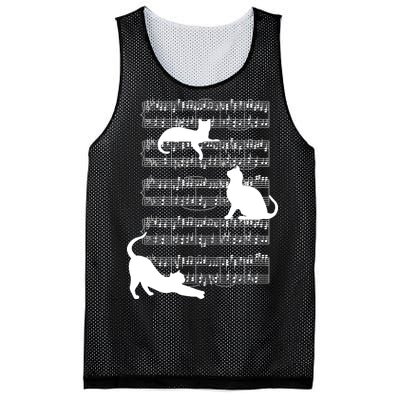 Cat Music Note Sheet Mesh Reversible Basketball Jersey Tank