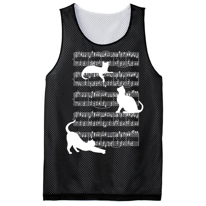 Cat Music Note Sheet Mesh Reversible Basketball Jersey Tank