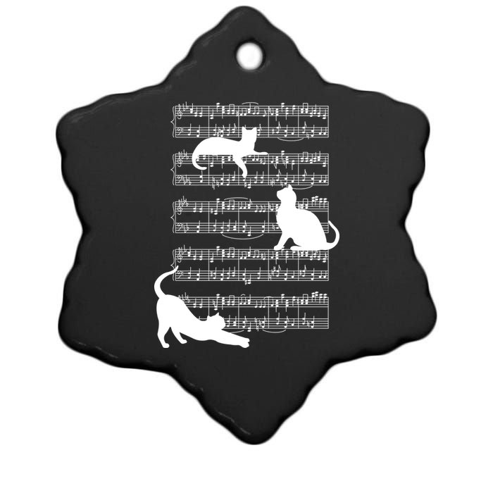 Cat Music Note Sheet Ceramic Star Ornament