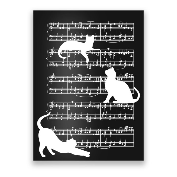 Cat Music Note Sheet Poster