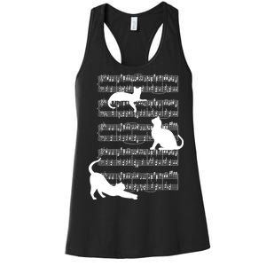 Cat Music Note Sheet Women's Racerback Tank