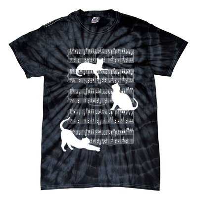 Cat Music Note Sheet Tie-Dye T-Shirt