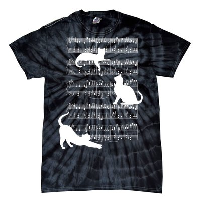 Cat Music Note Sheet Tie-Dye T-Shirt