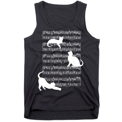 Cat Music Note Sheet Tank Top