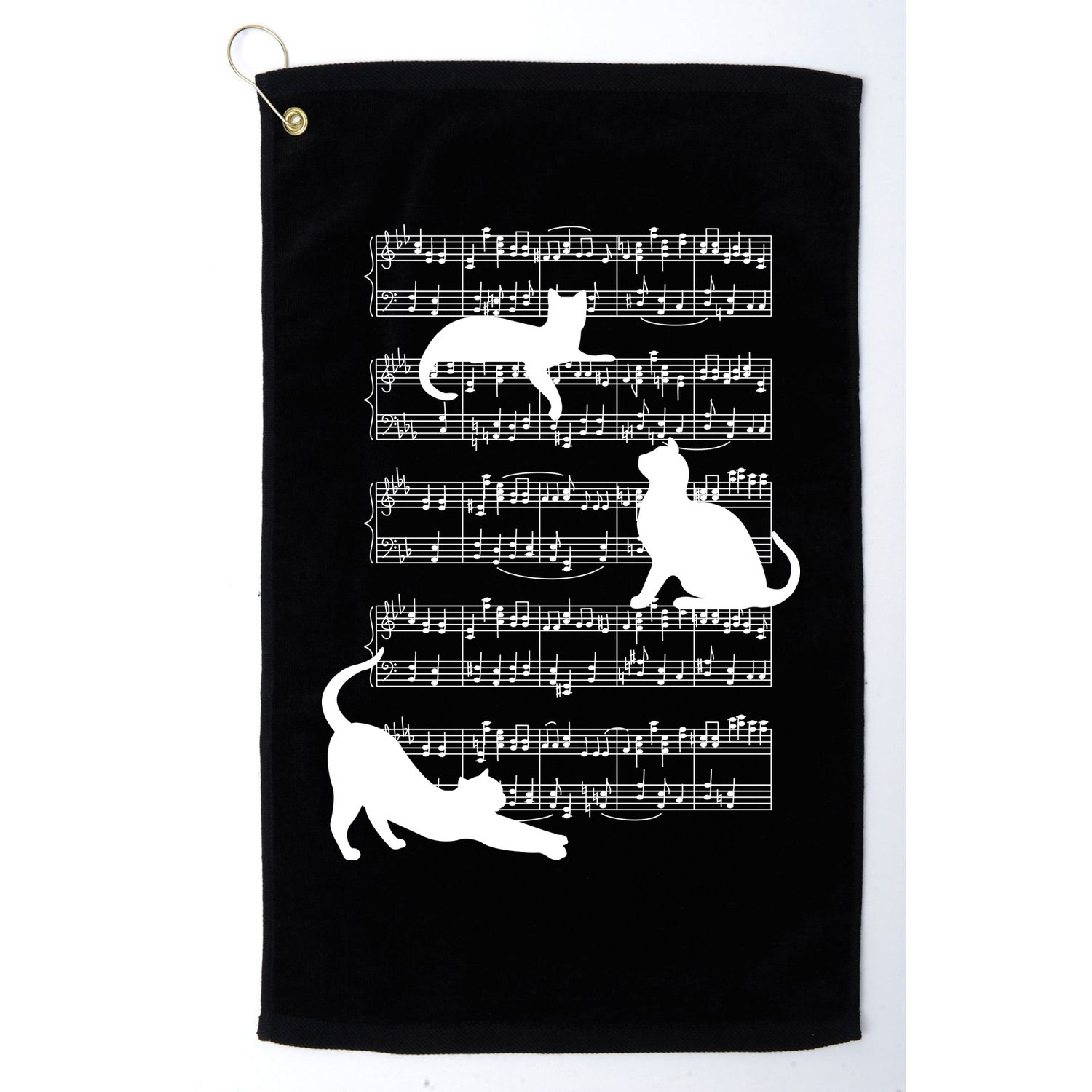 Cat Music Note Sheet Golf Towel