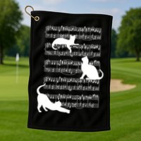 Cat Music Note Sheet Golf Towel